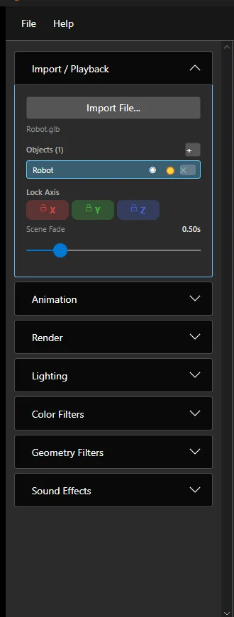 Import / Playback tab