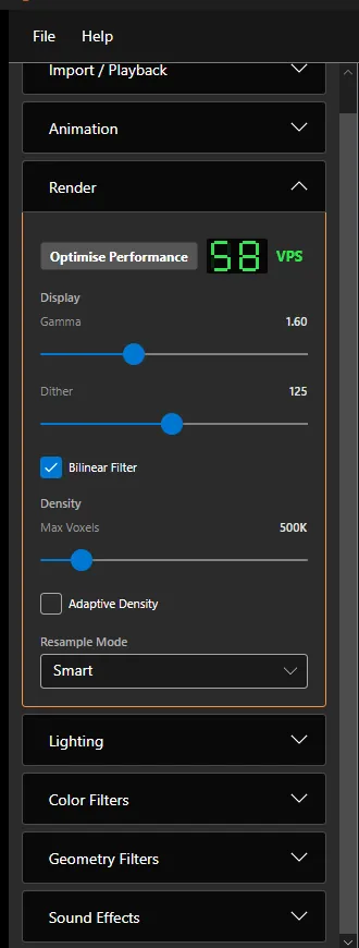 Render tab advanced