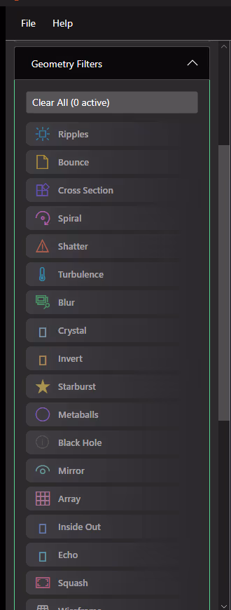 Geometry filters